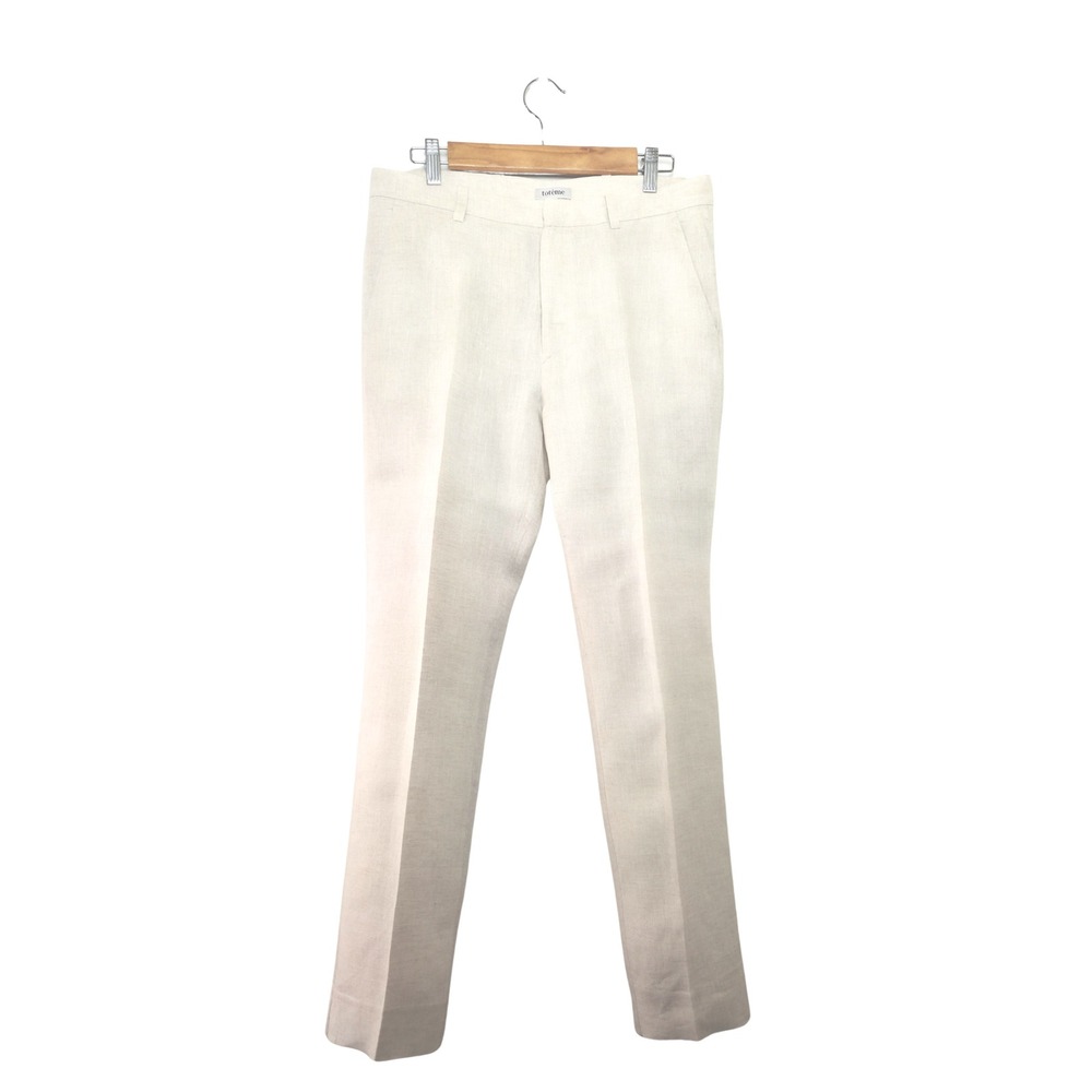 Totême Mayfair Linen Trousers Ivory Cream Straight Leg Pants Women's M - Picture 3 of 11